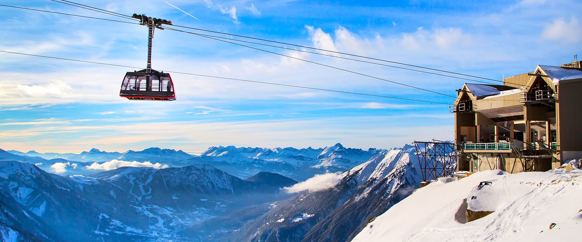 Chamonix high altitude ski lift gondola