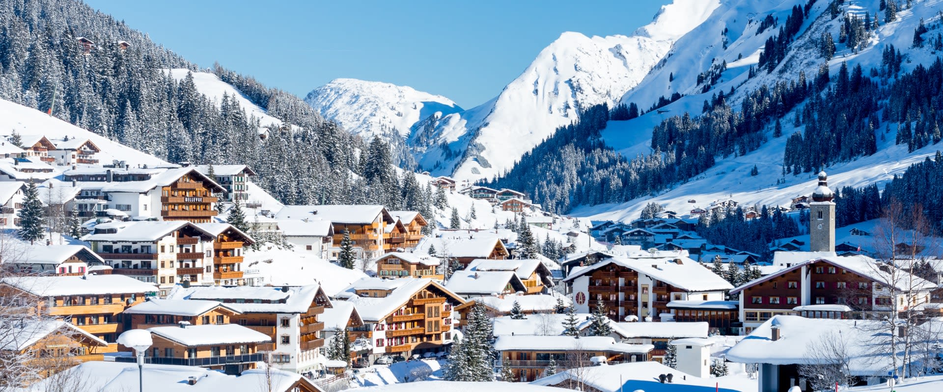 Lech ski resort at daylight in winter