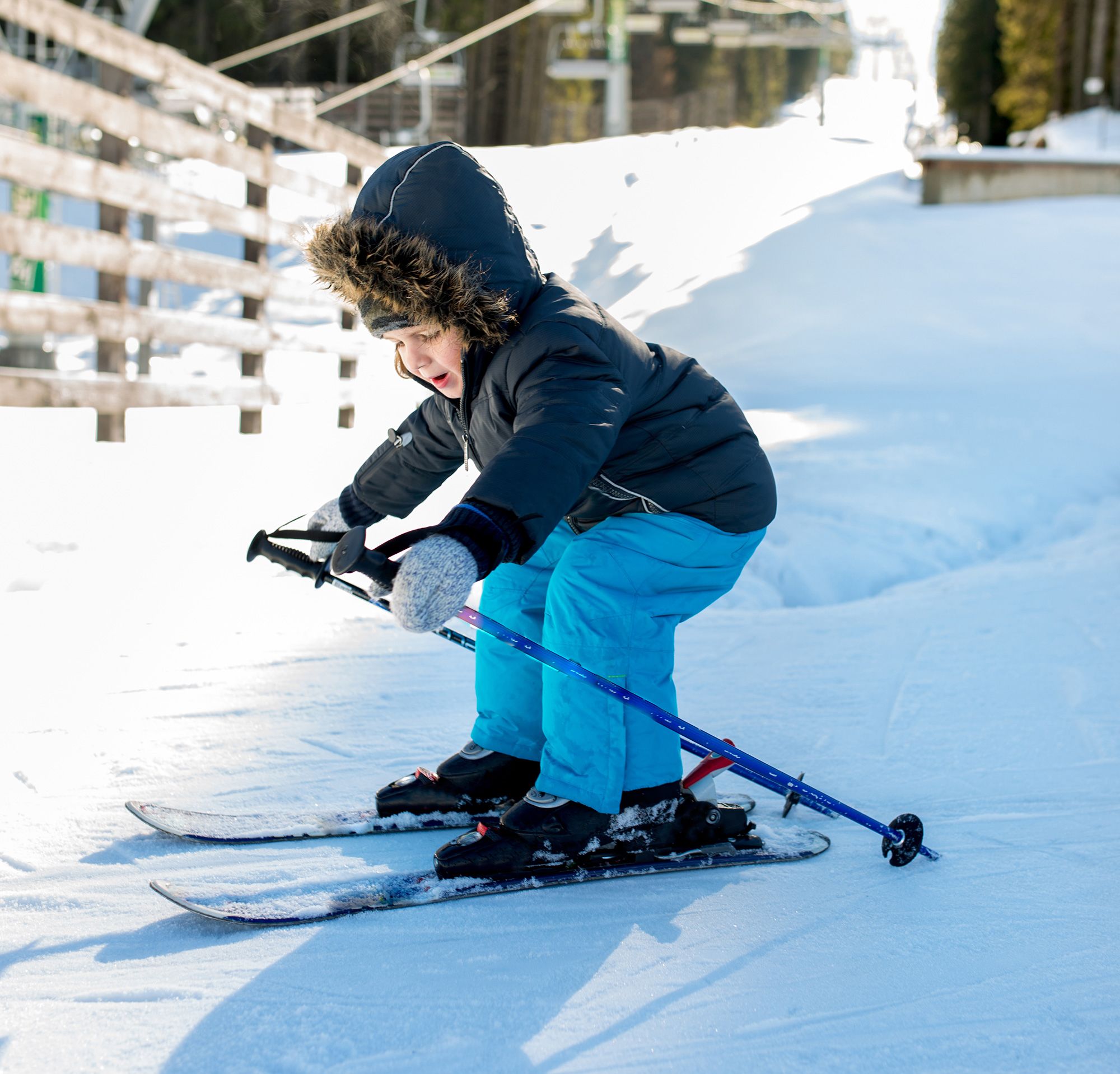 A child skiing on the mountain