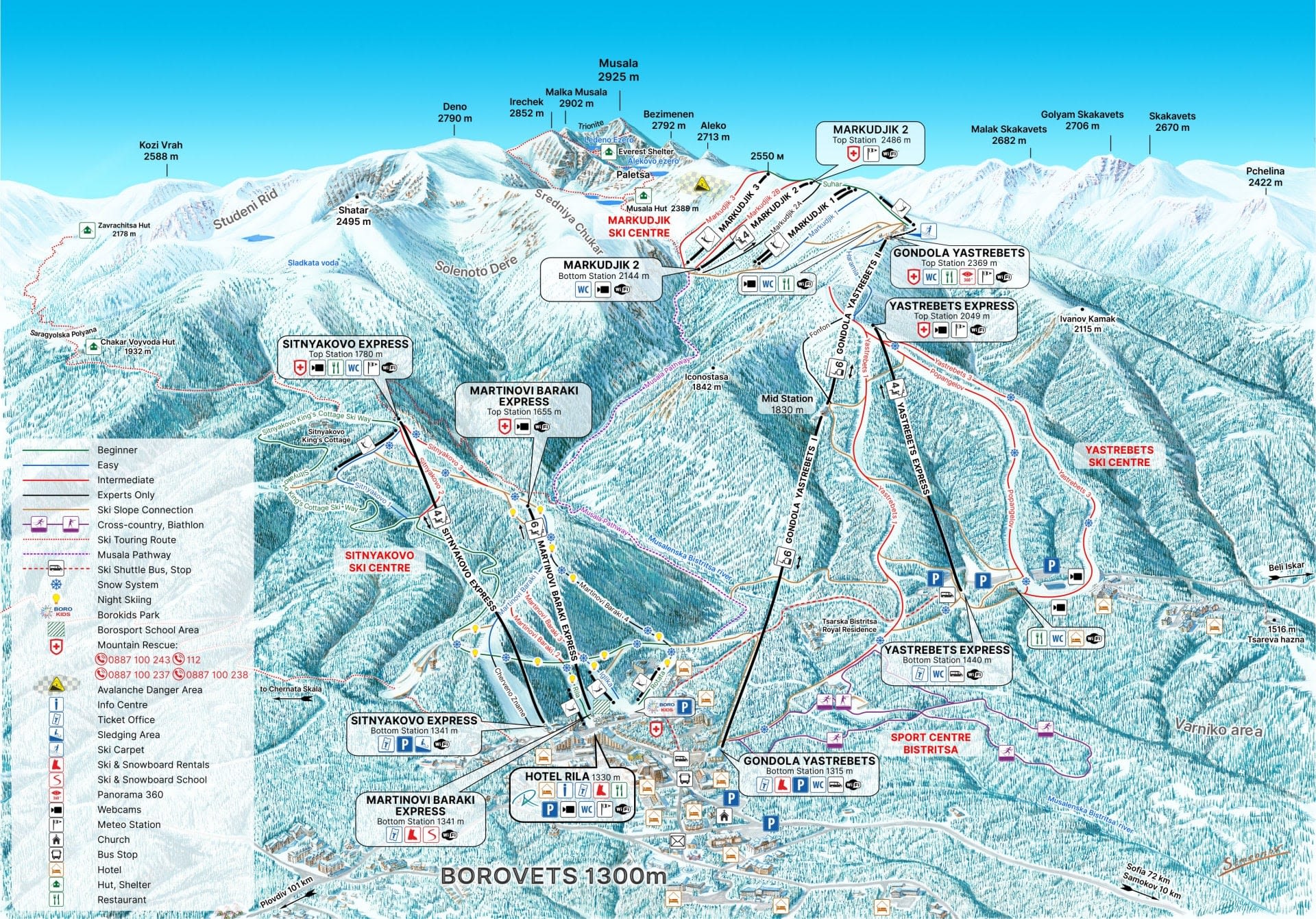 Borovets piste map