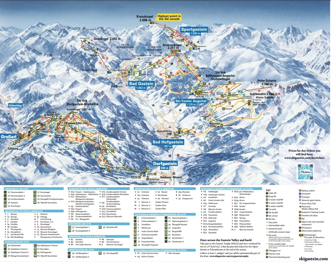 Gastein ski resort piste map