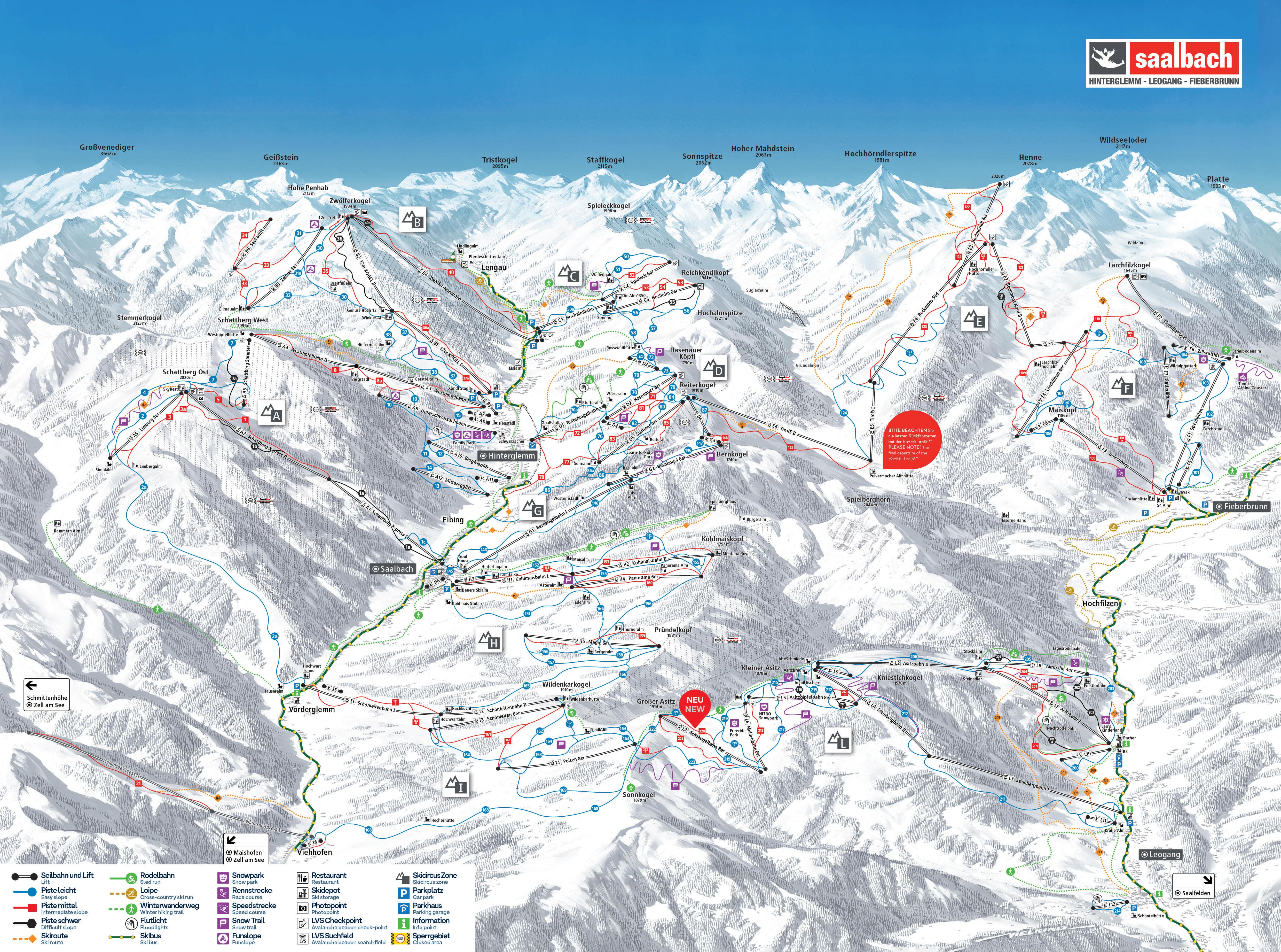 Saalbach piste map