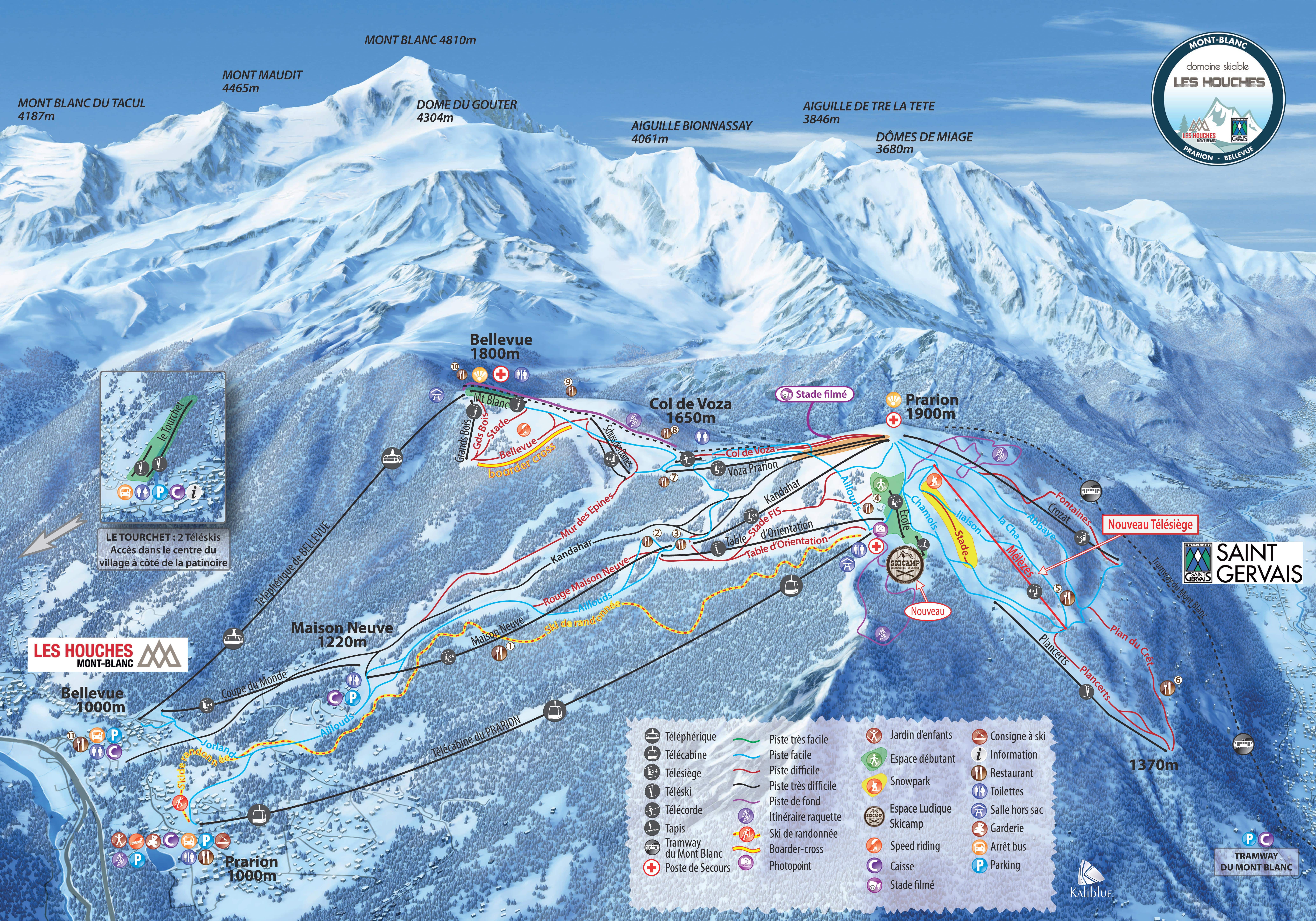 Chamonix Les Houches ski map