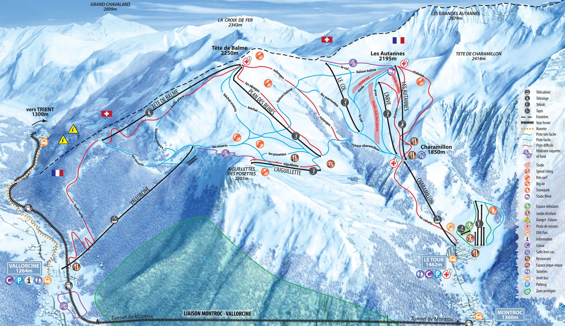 Chamonix Le Tour/Balme ski map
