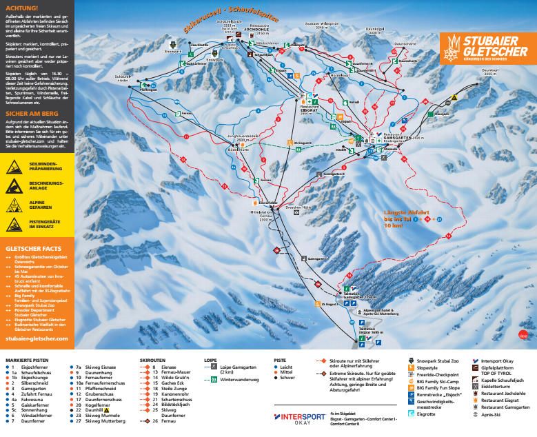 Stubai Glacier piste map