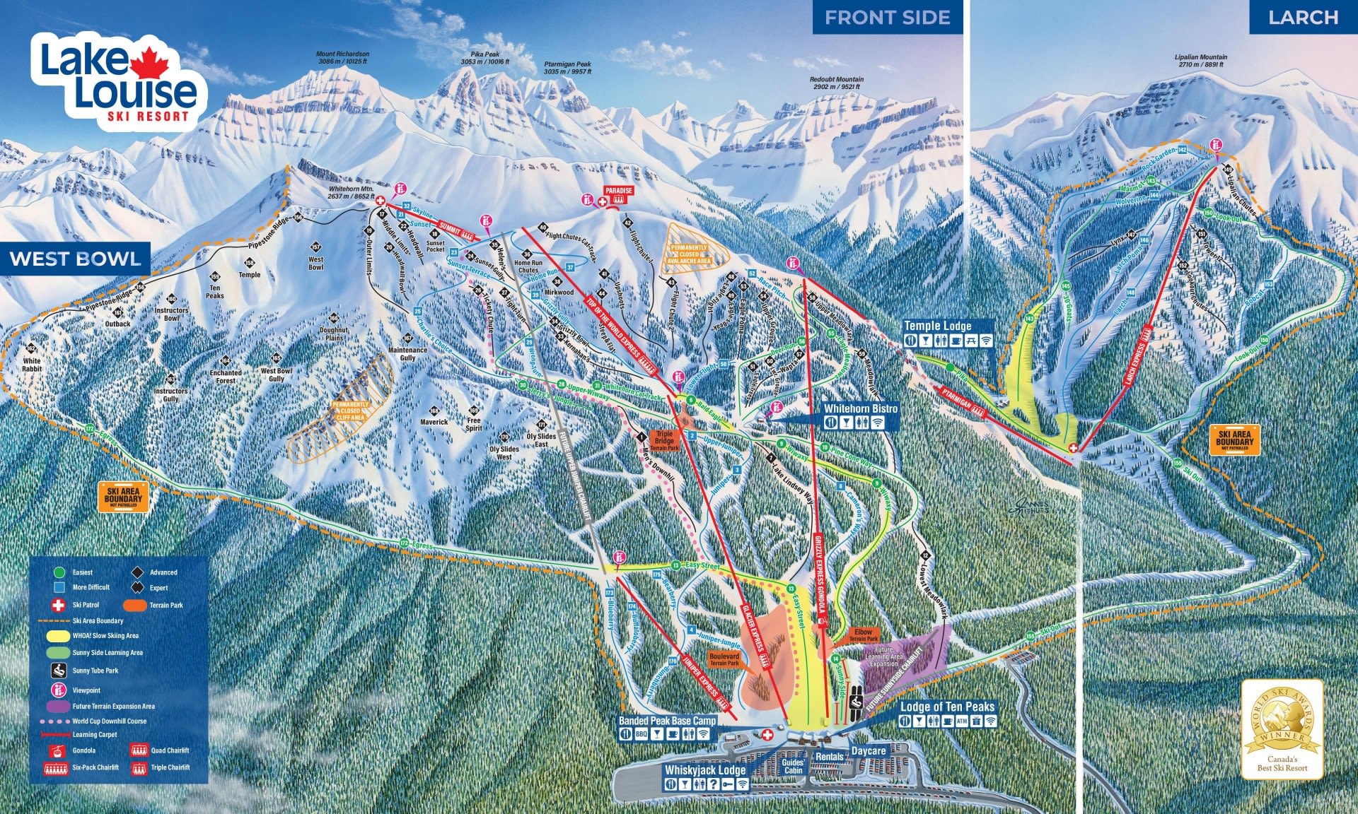 Lake Louise front side ski map