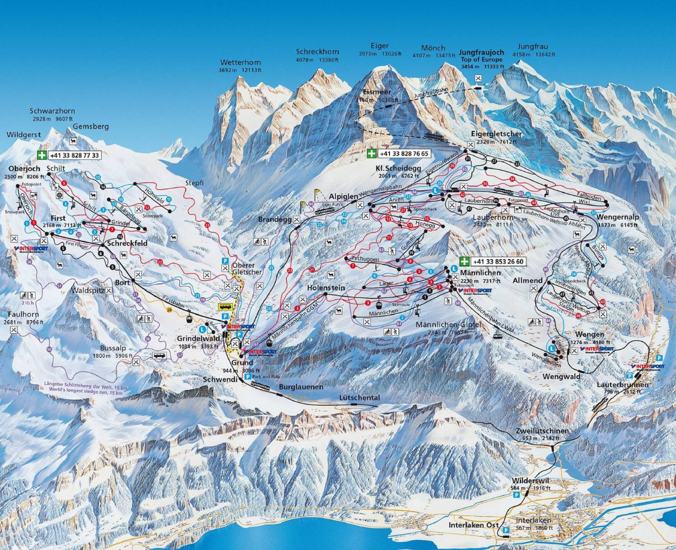 Wengen piste map