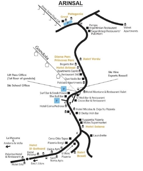 Arinsal map Arinsal map