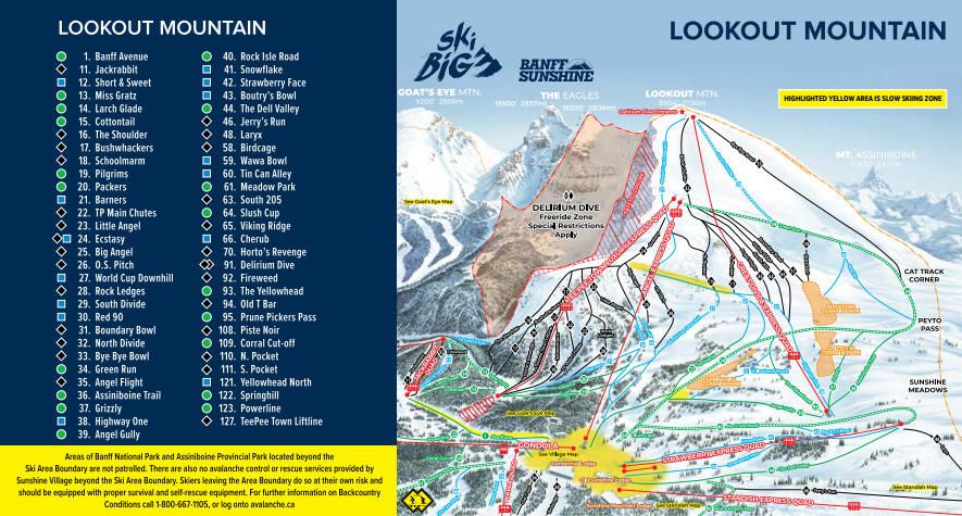 banff sunshine lookout mountain piste map