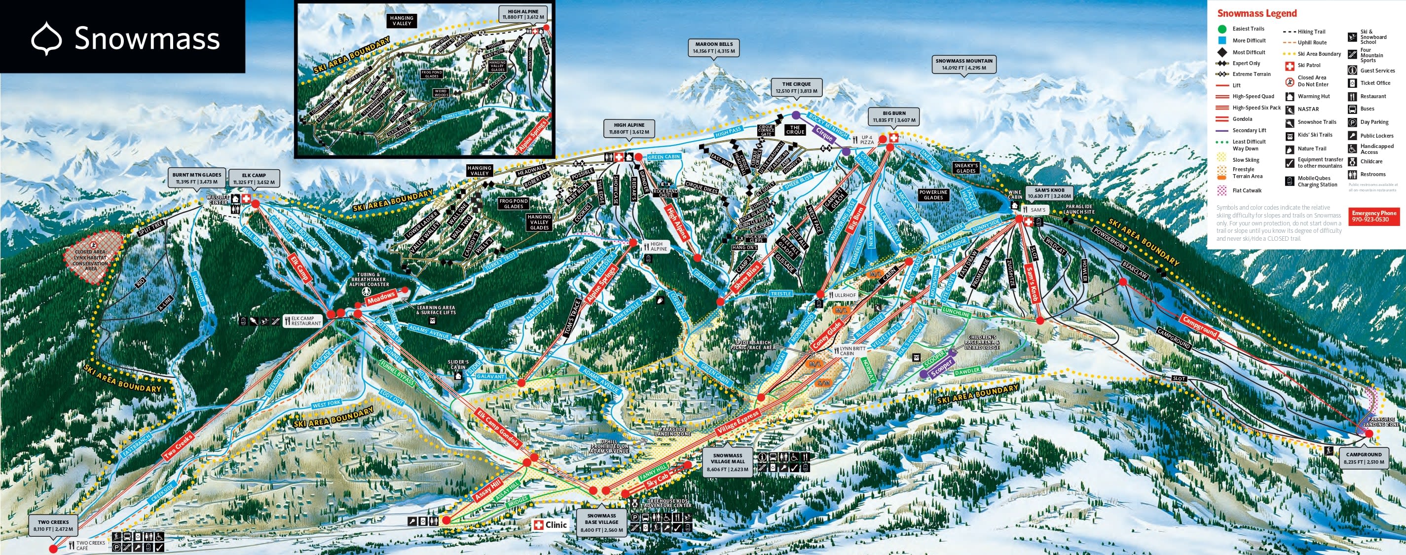 Snowmass ski resort piste map