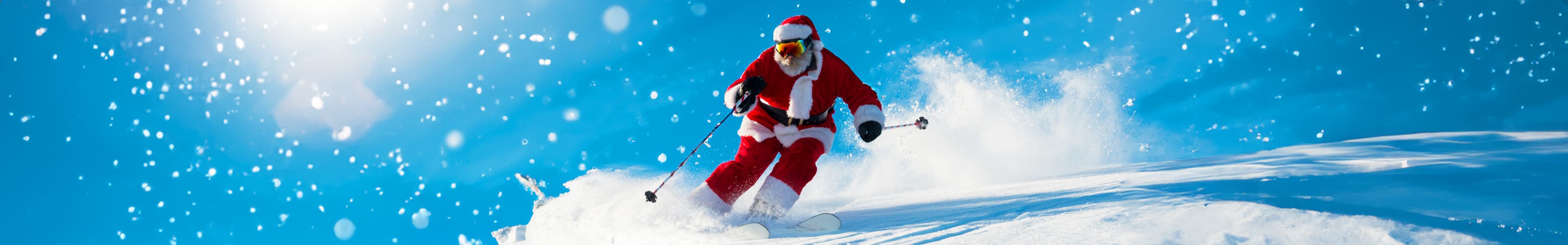 An Alpine resort in the snow at Christmas