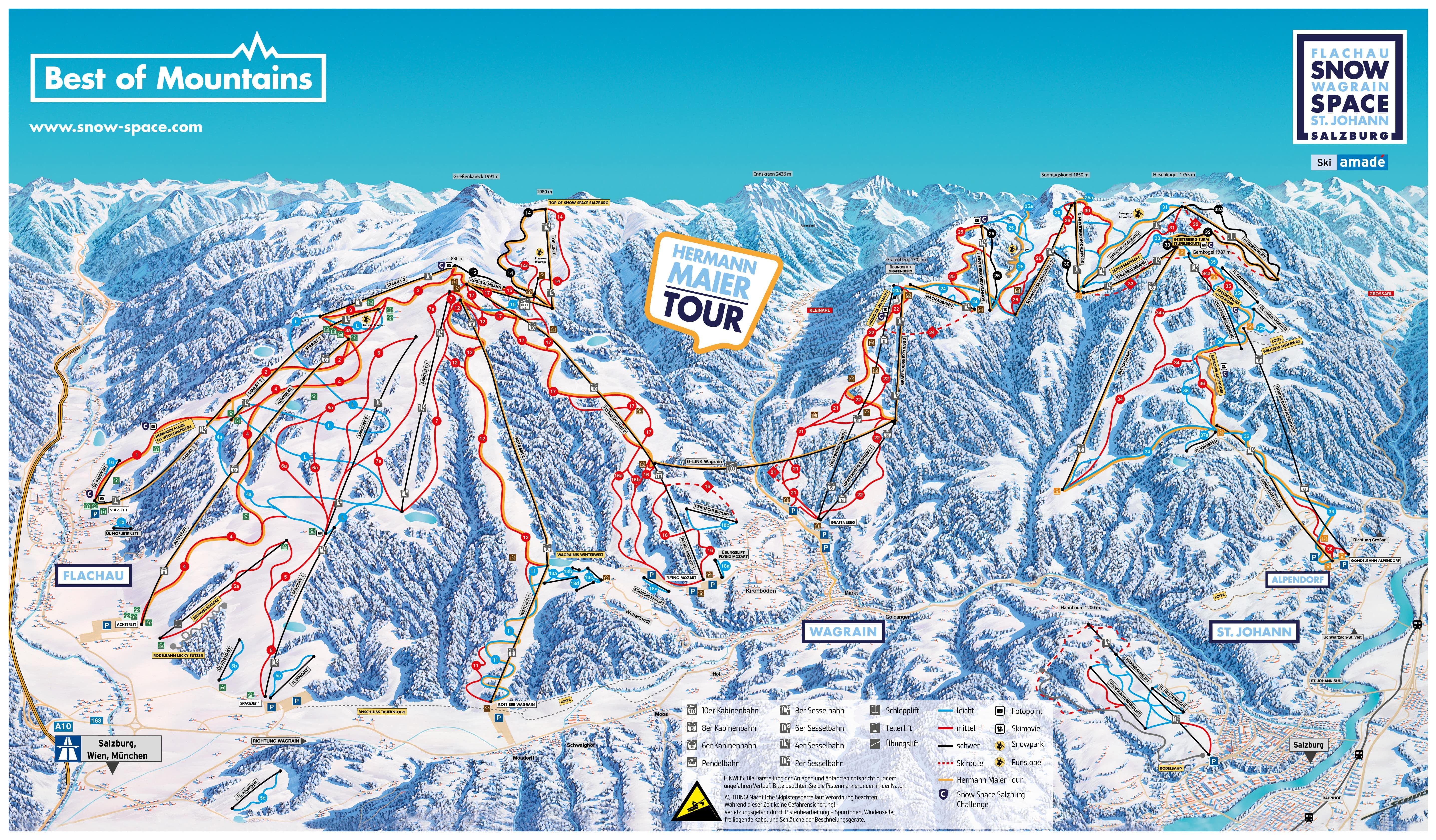 Flachau ski resort piste map