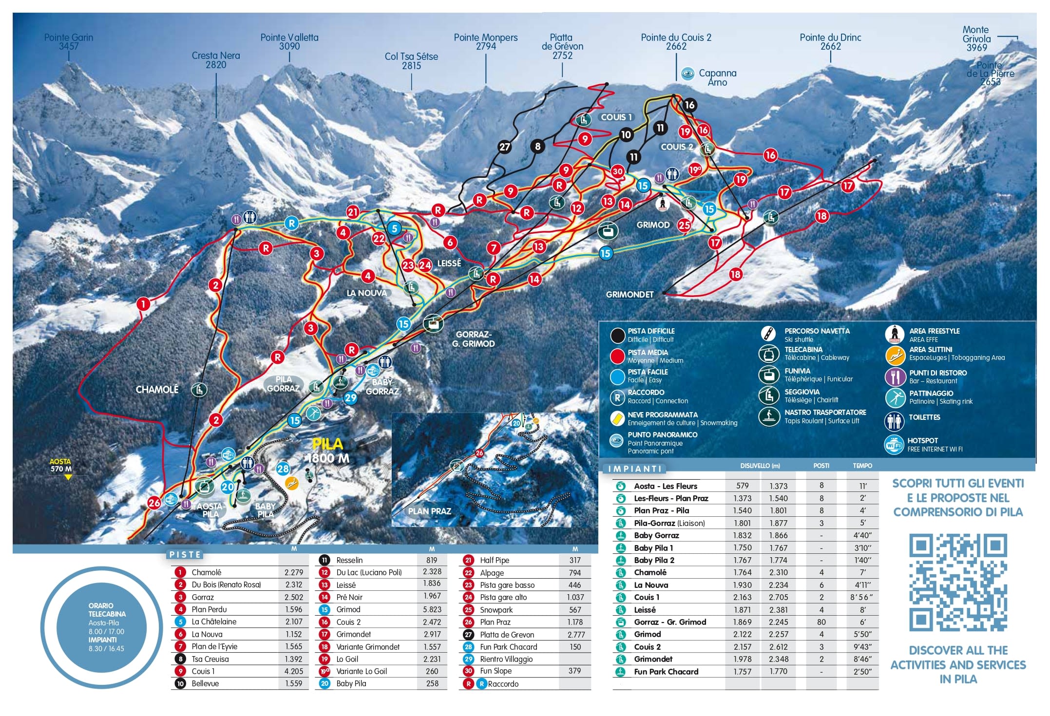 Pila ski resort piste map