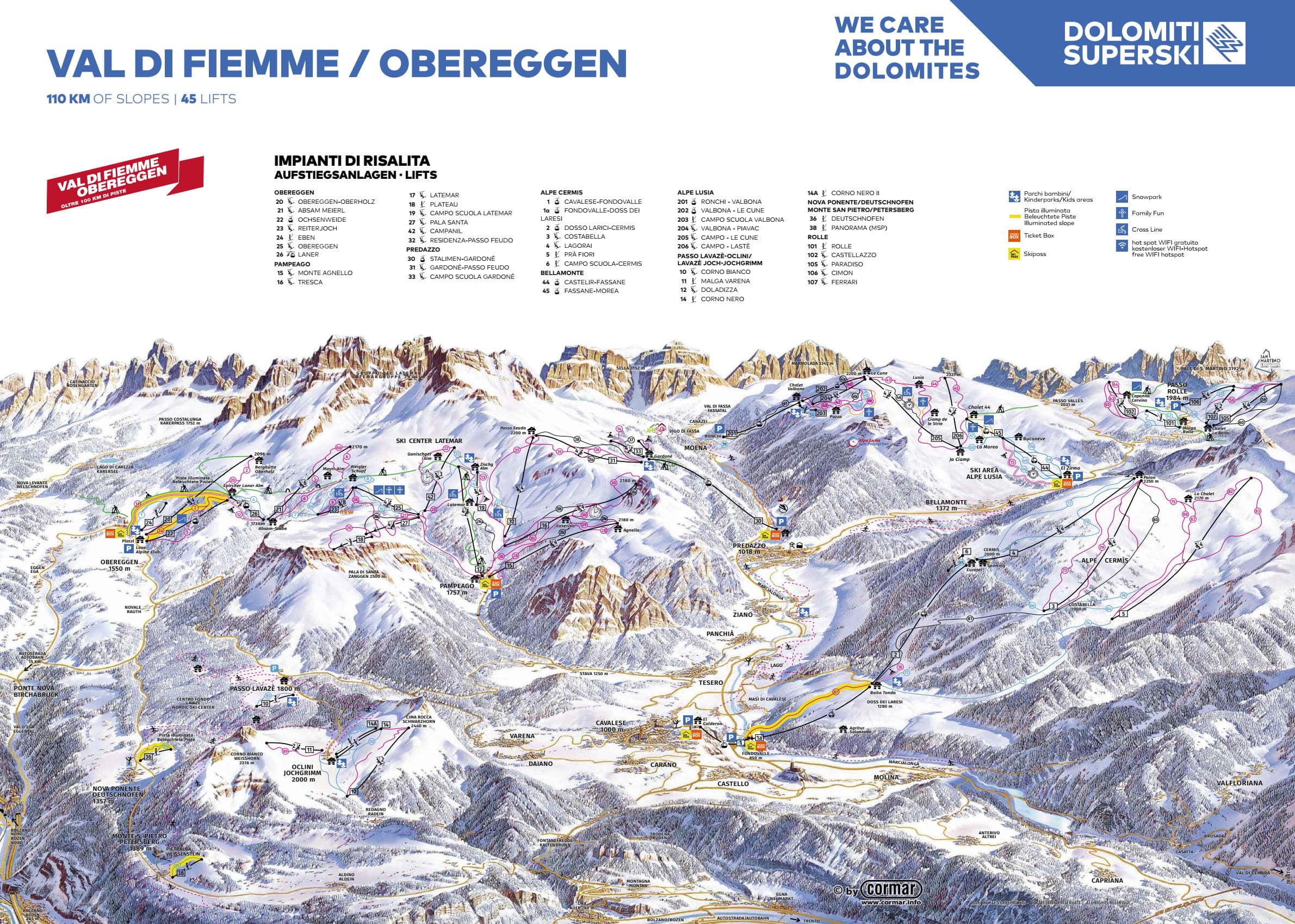 Val di Fiemme piste map