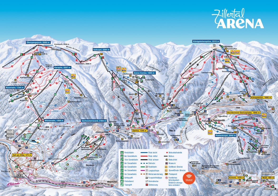 Zell am Ziller ski resort piste map