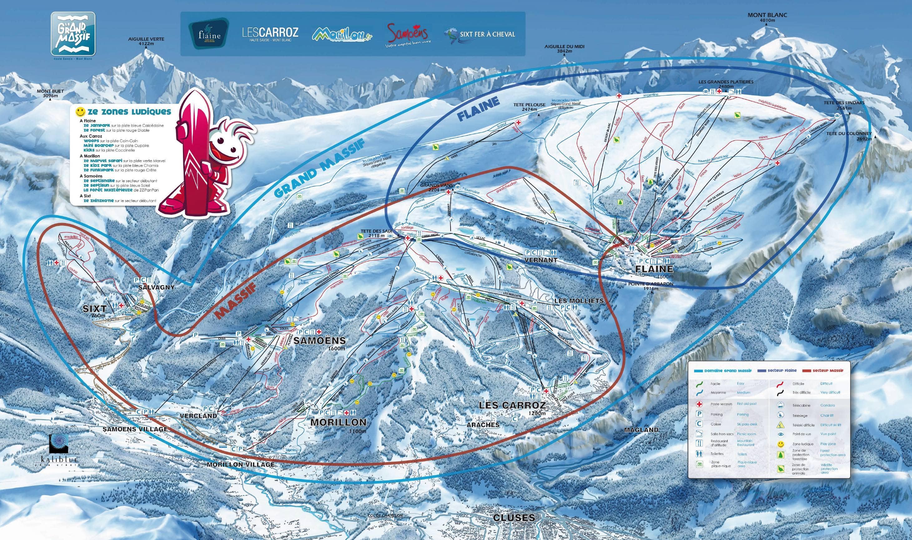 Les Carroz piste map