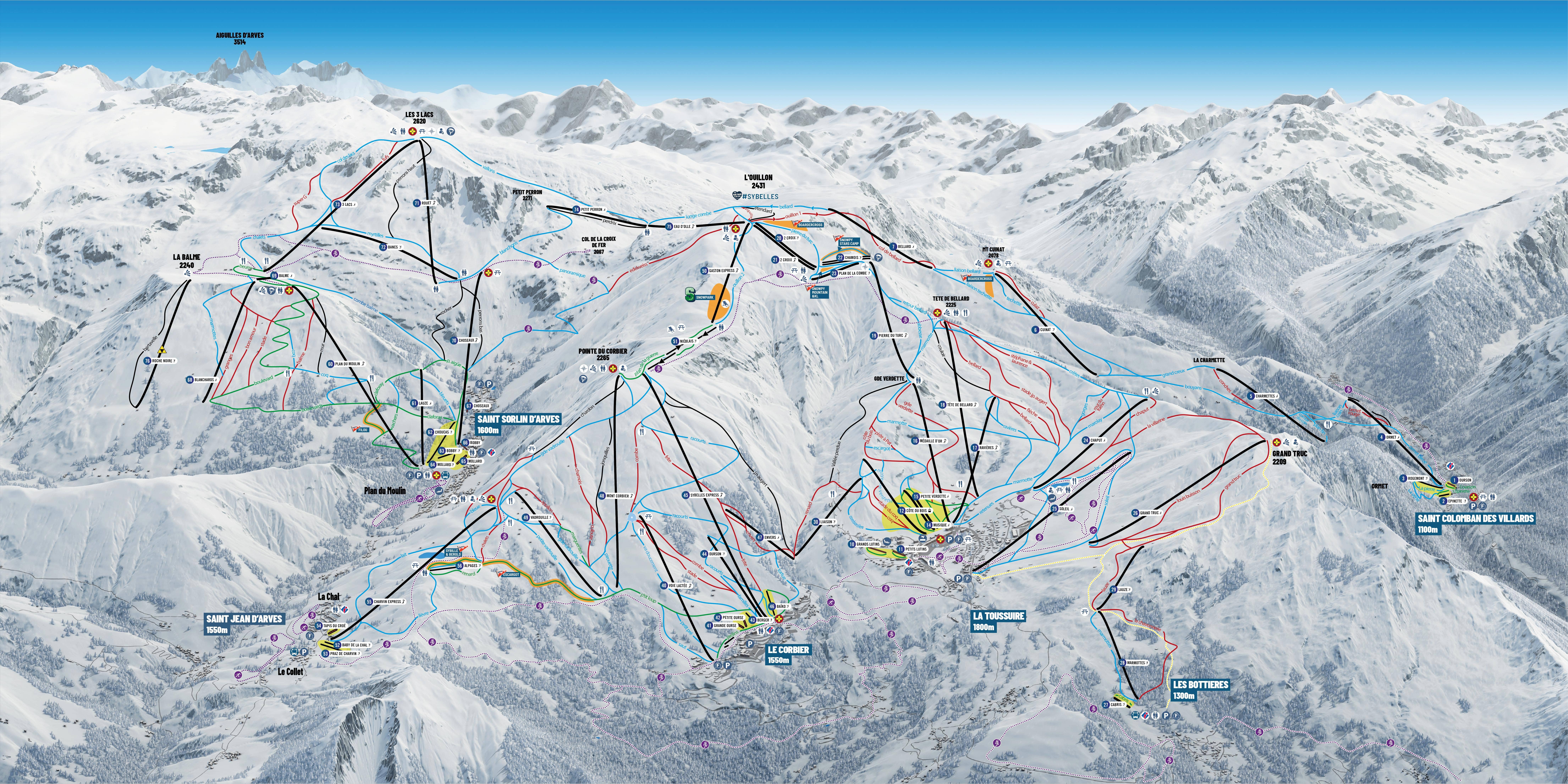 Les Sybelles piste map