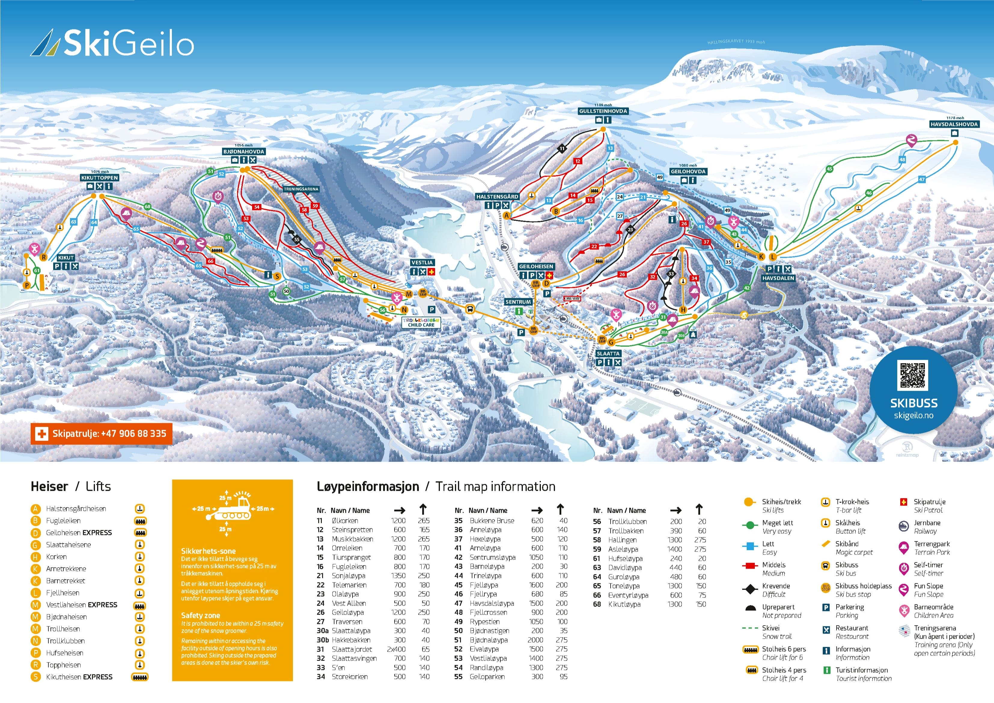 Geilo piste map Geilo piste map