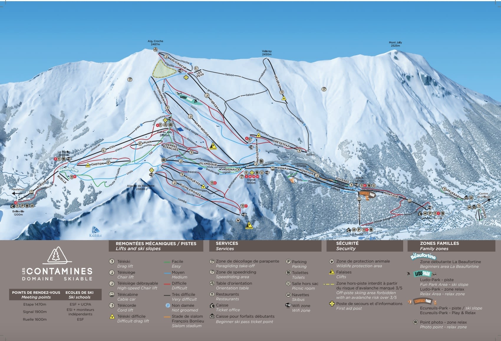 Les Contamines-Montjoie piste map Les Contamines-Montjoie piste map