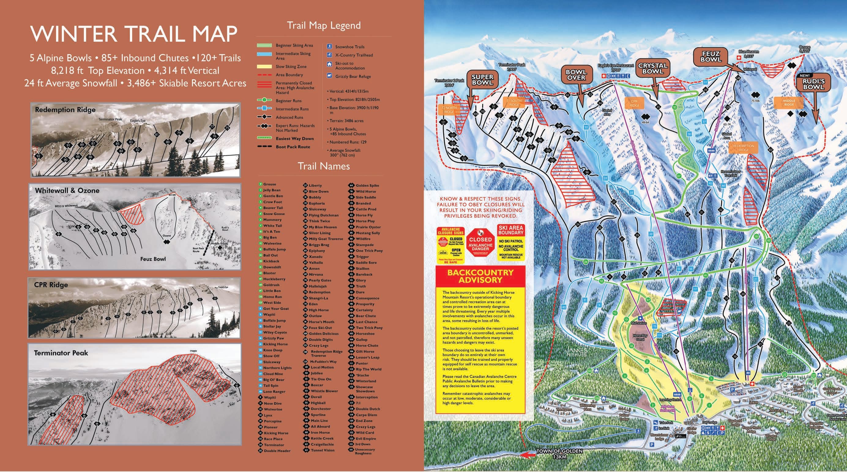 Kicking Horse piste map