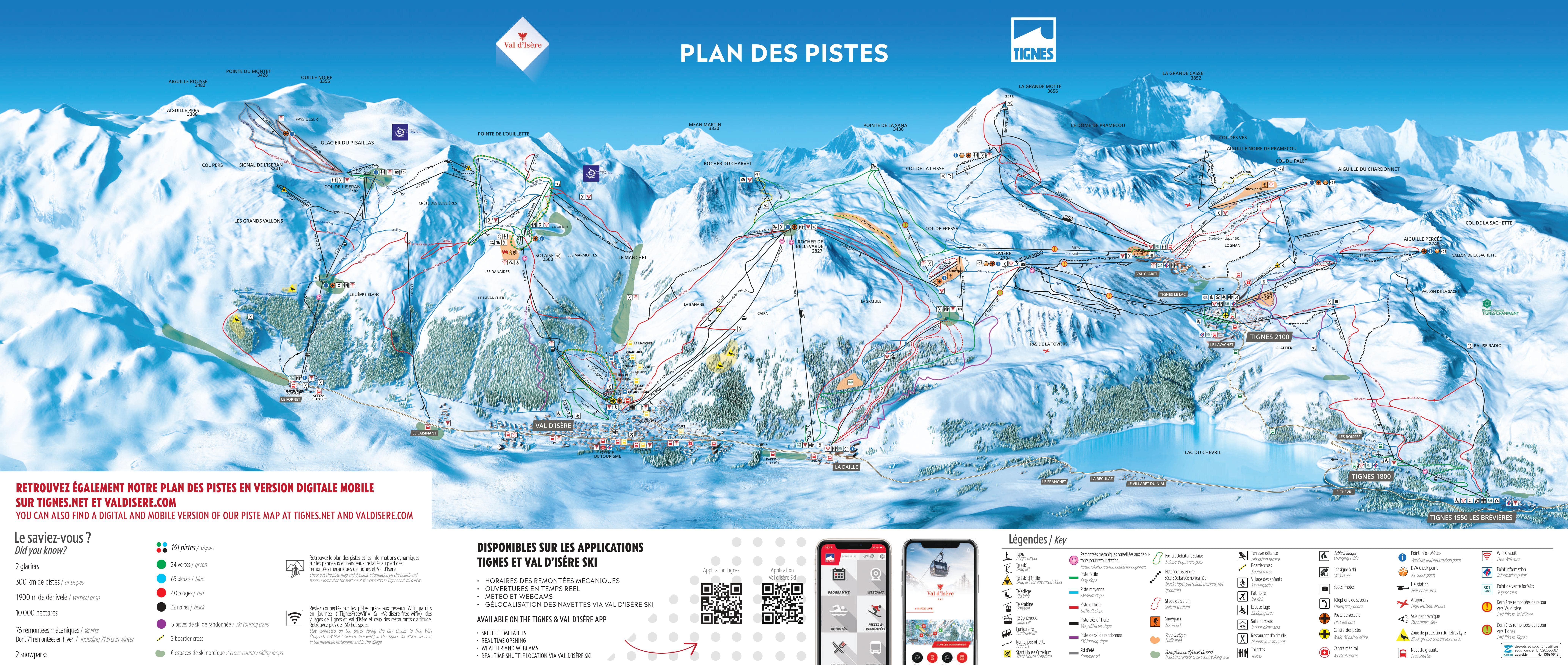 Tignes Espace Killy piste ski map