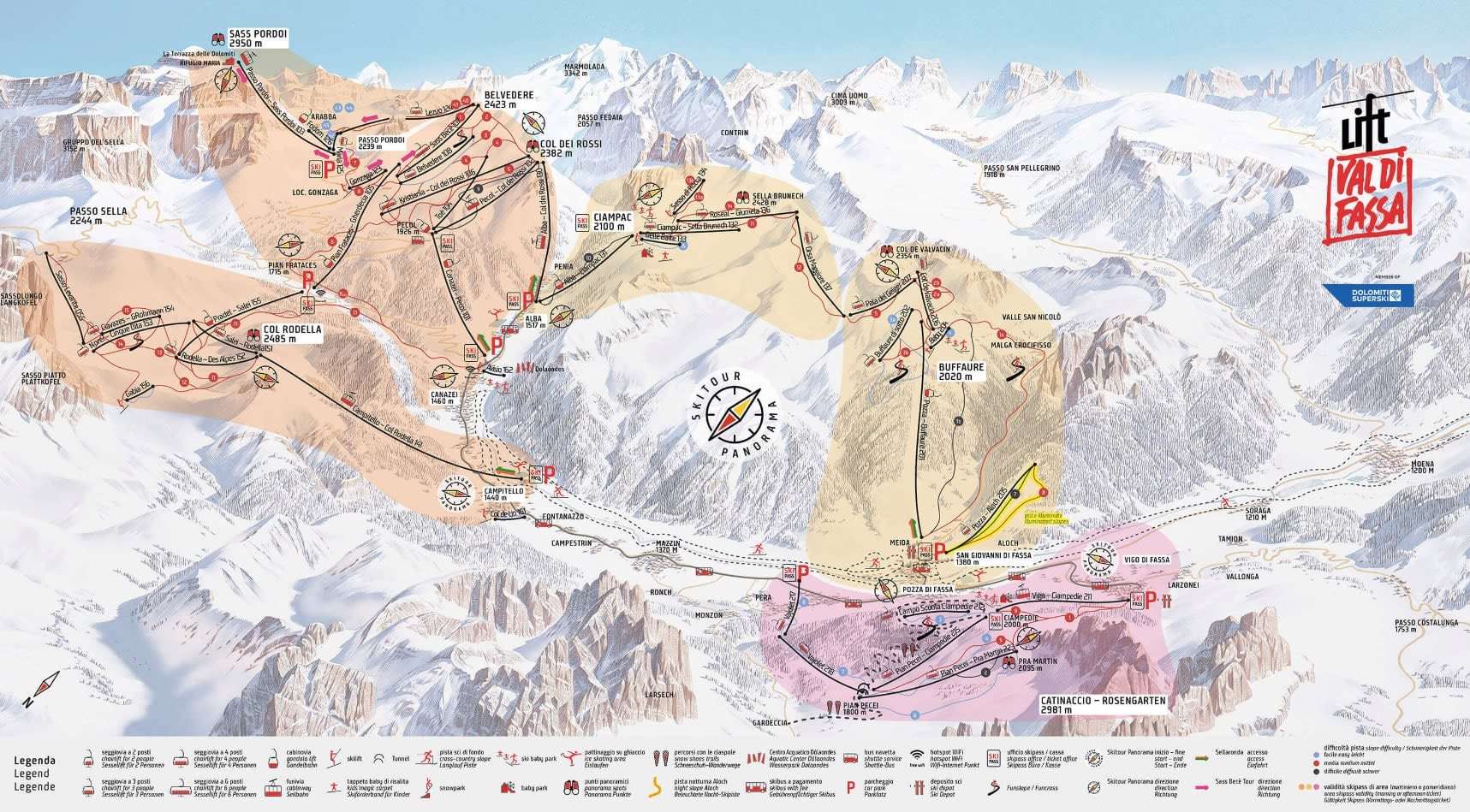 Alba di Canazei/Val di Fassa piste map