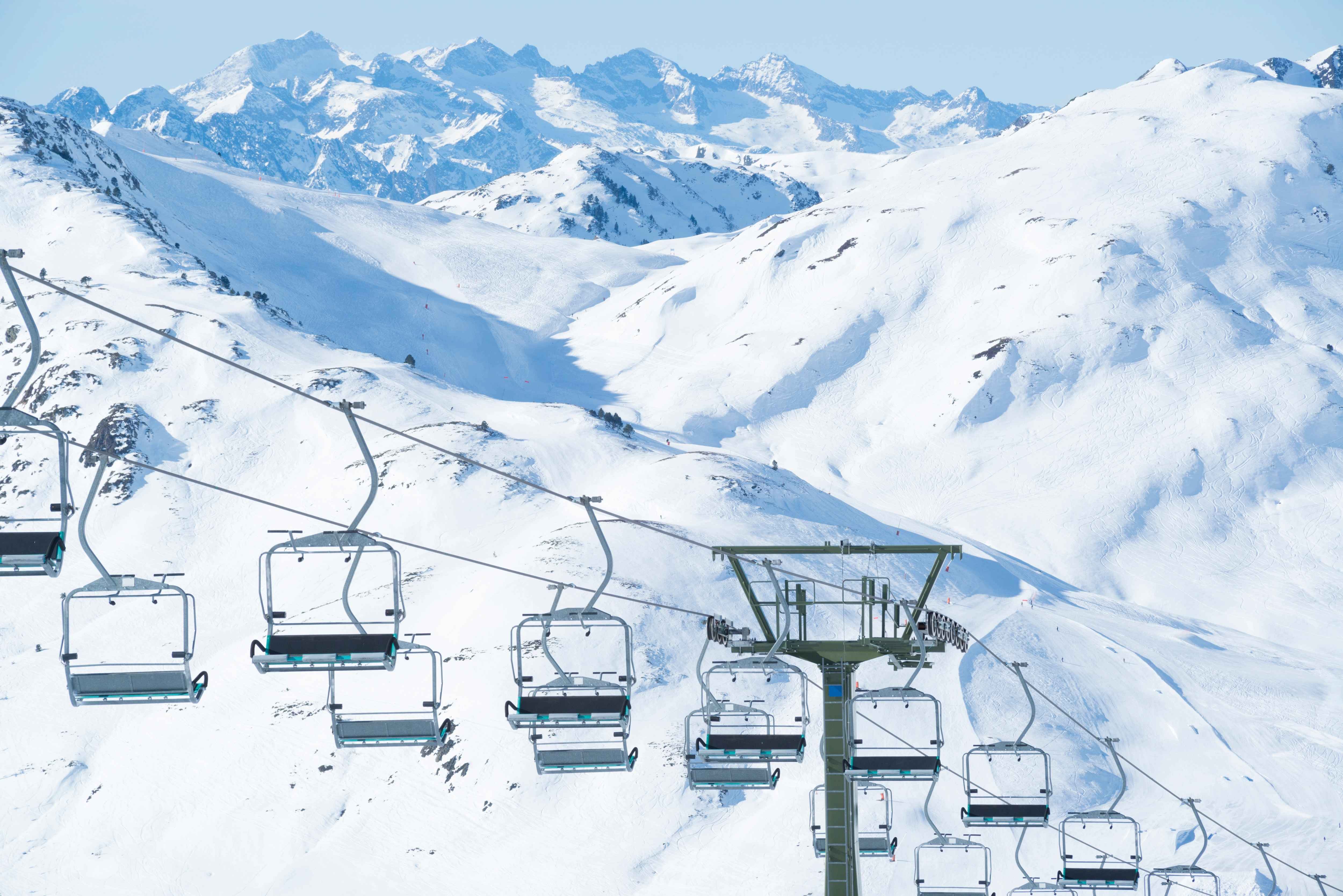 Ski lift above open alpine slopes at Flaine