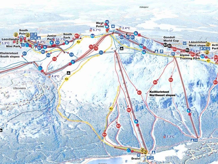 Levi Northeast slopes map