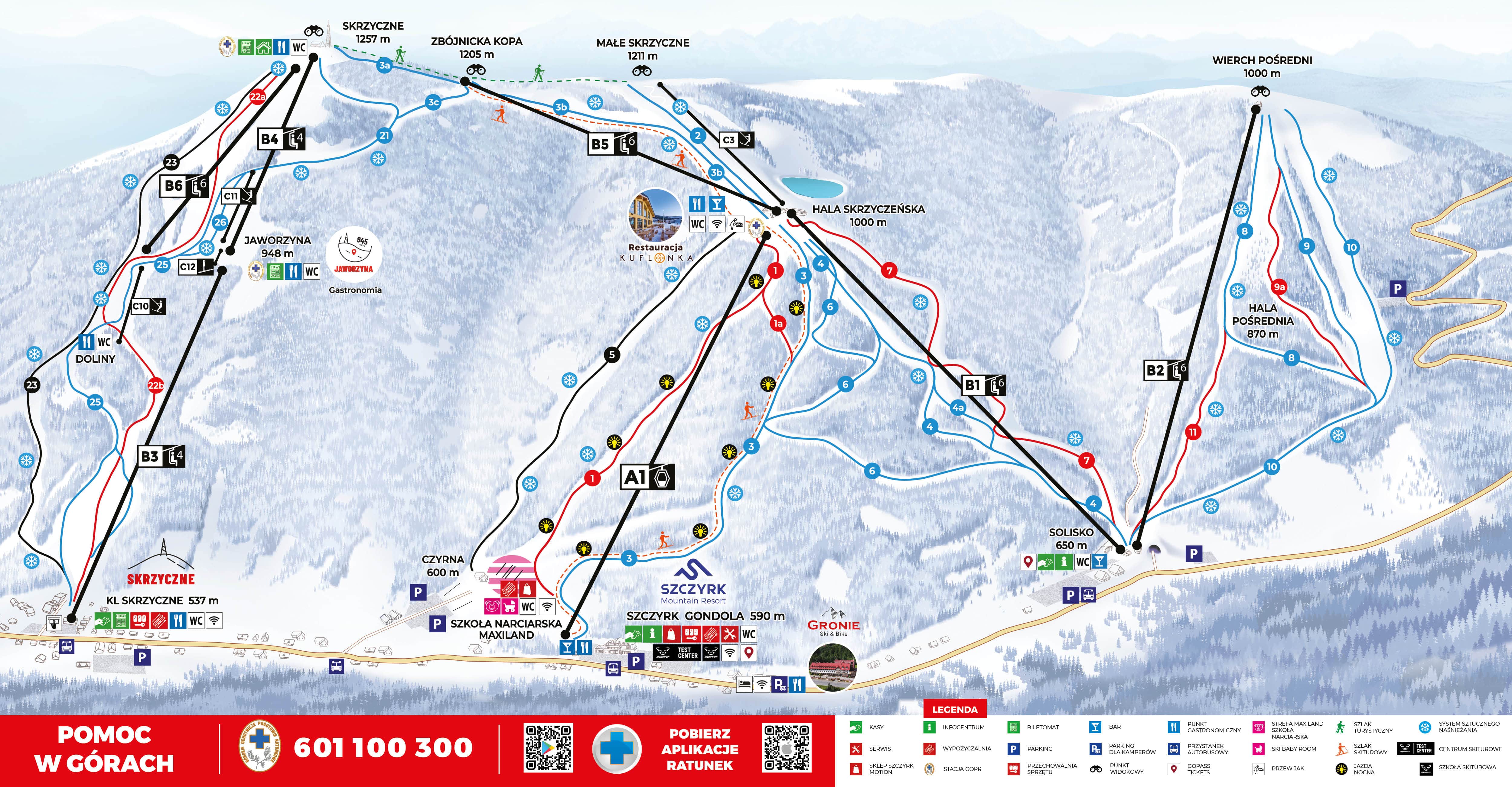 Szczyrk ski resort piste map