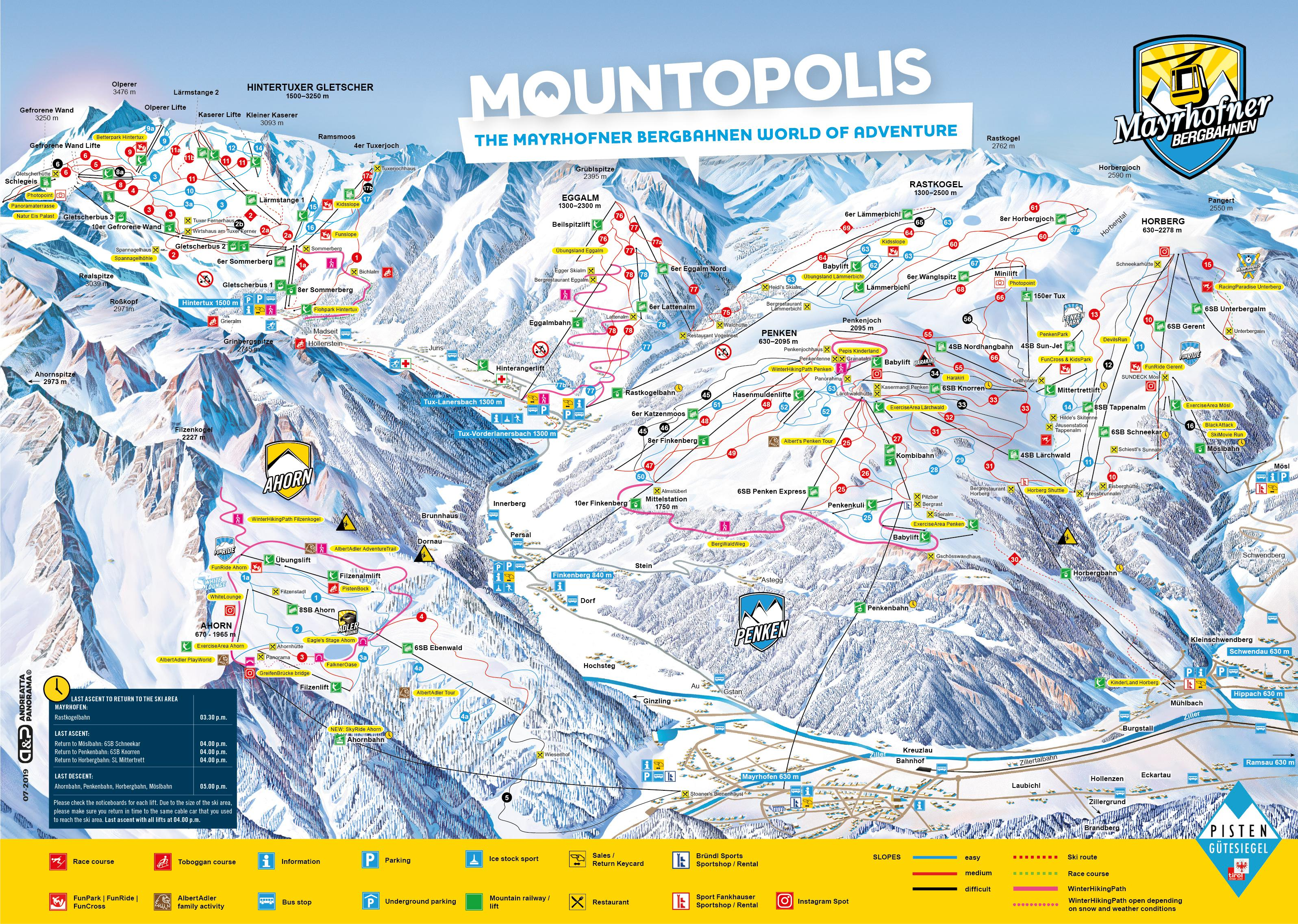 Mayrhofen piste map