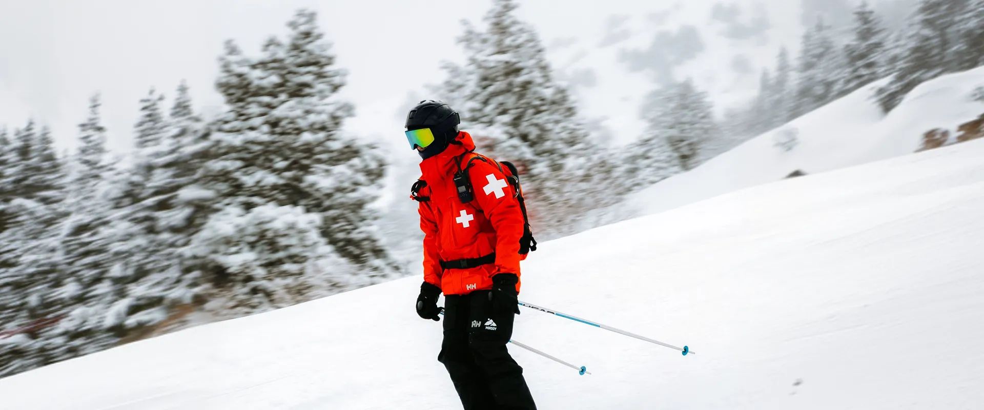 Skiers following piste rules and etiquette on the slopes