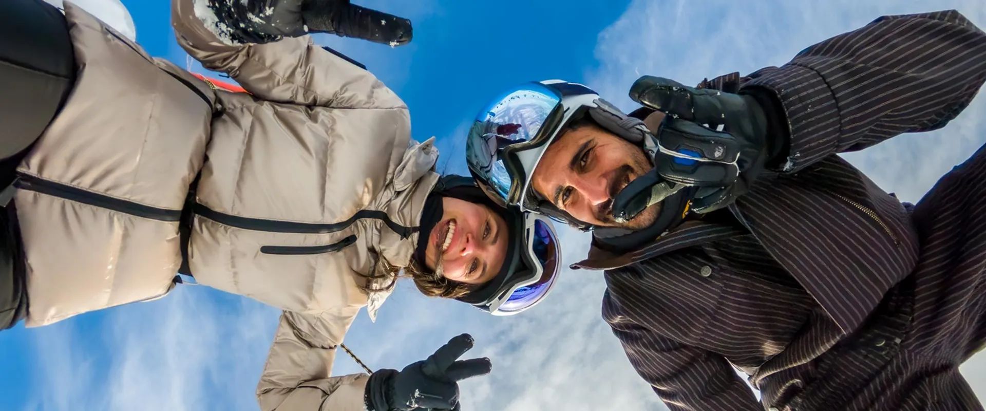 Couple skiing together on a great couples ski holiday