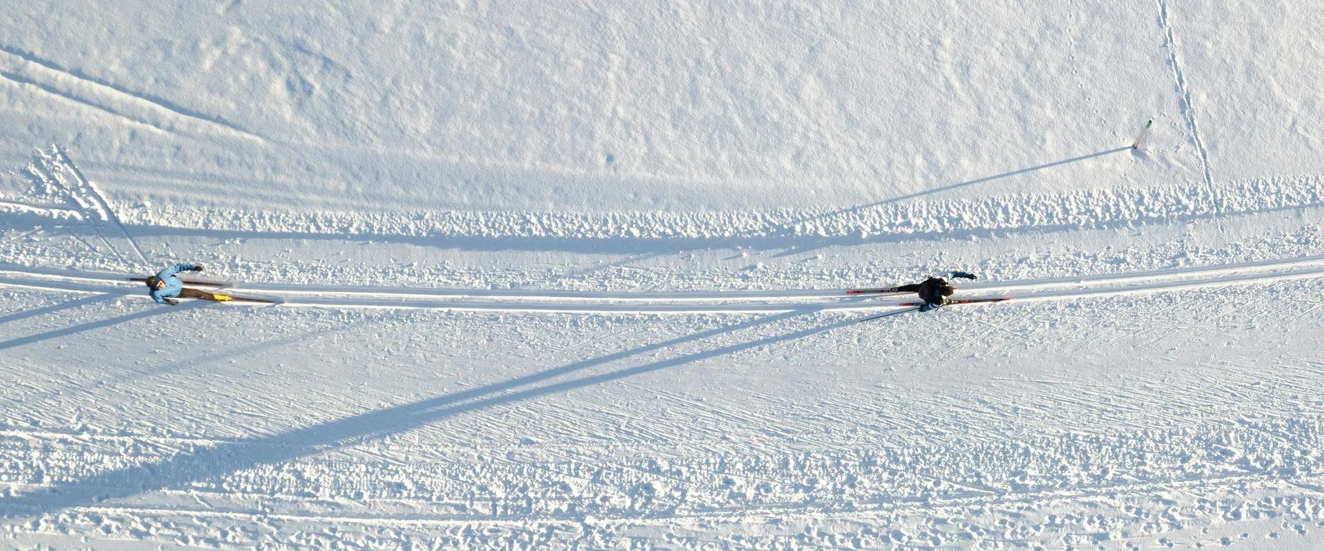 Cross-country skier gliding along a Nordic trail