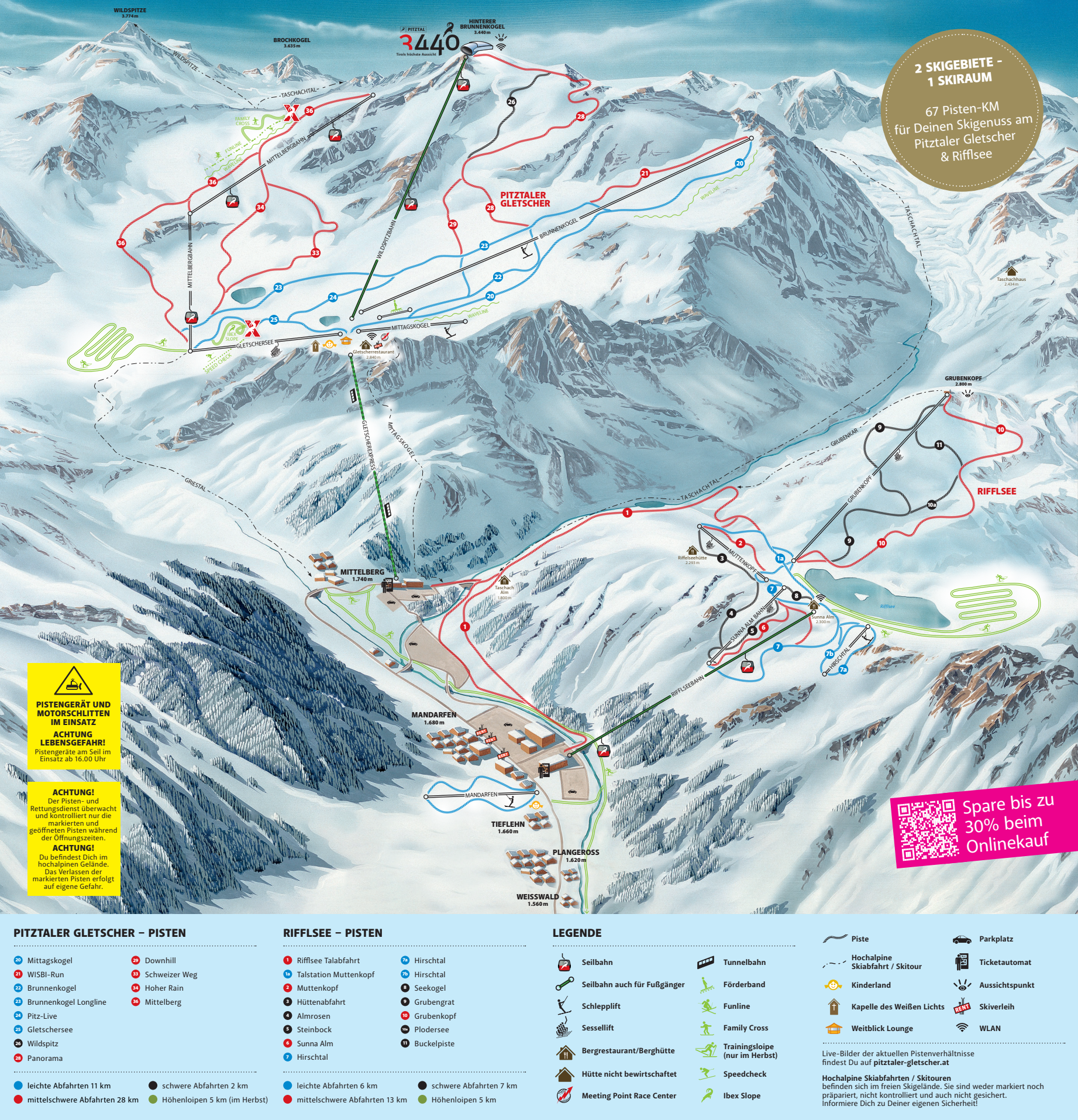 Pitztal Glacier piste map