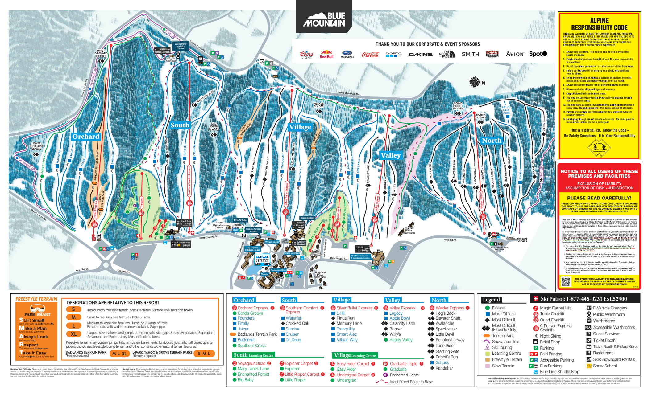 Blue Mountain piste map