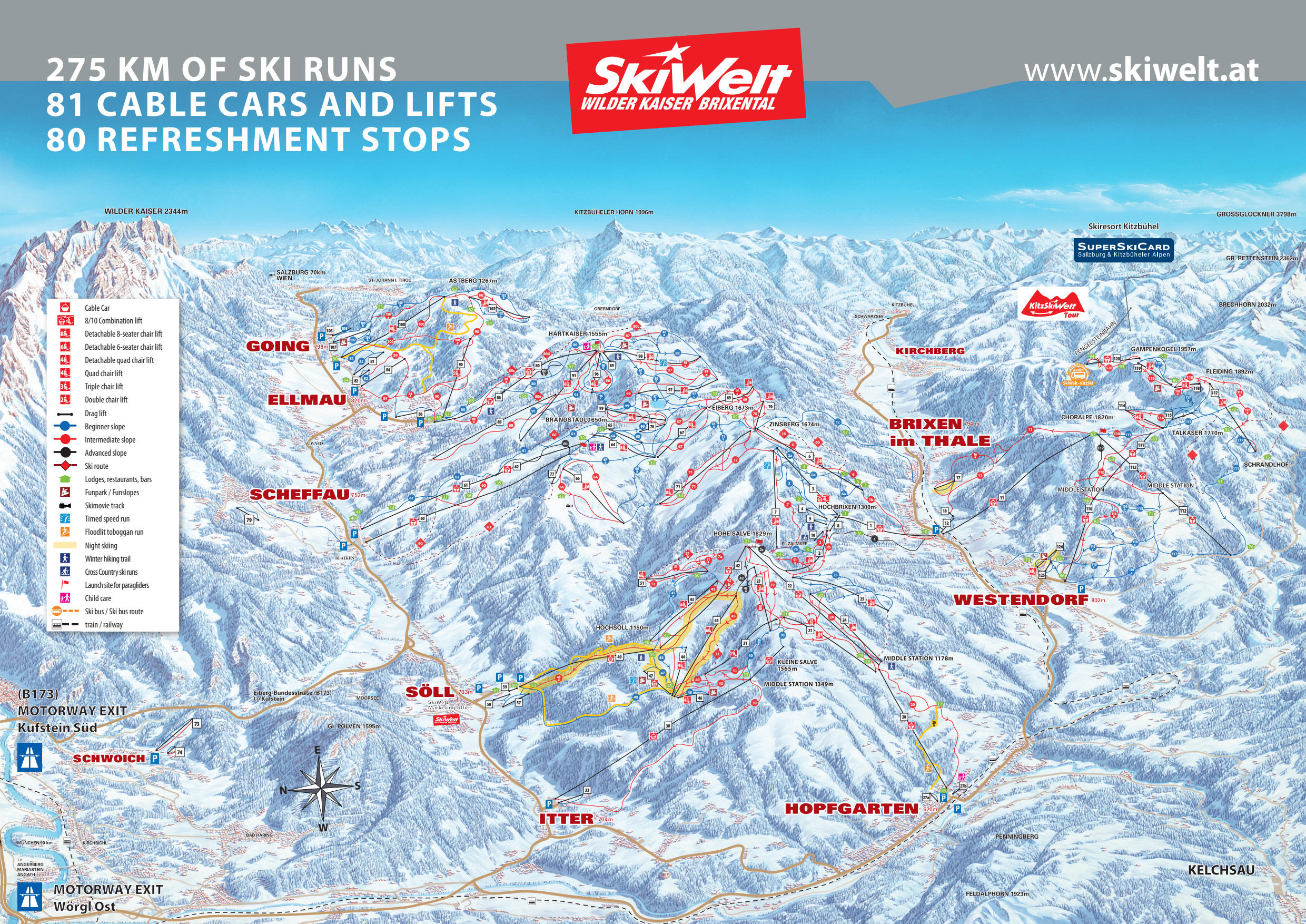 Brixen im Thale piste map