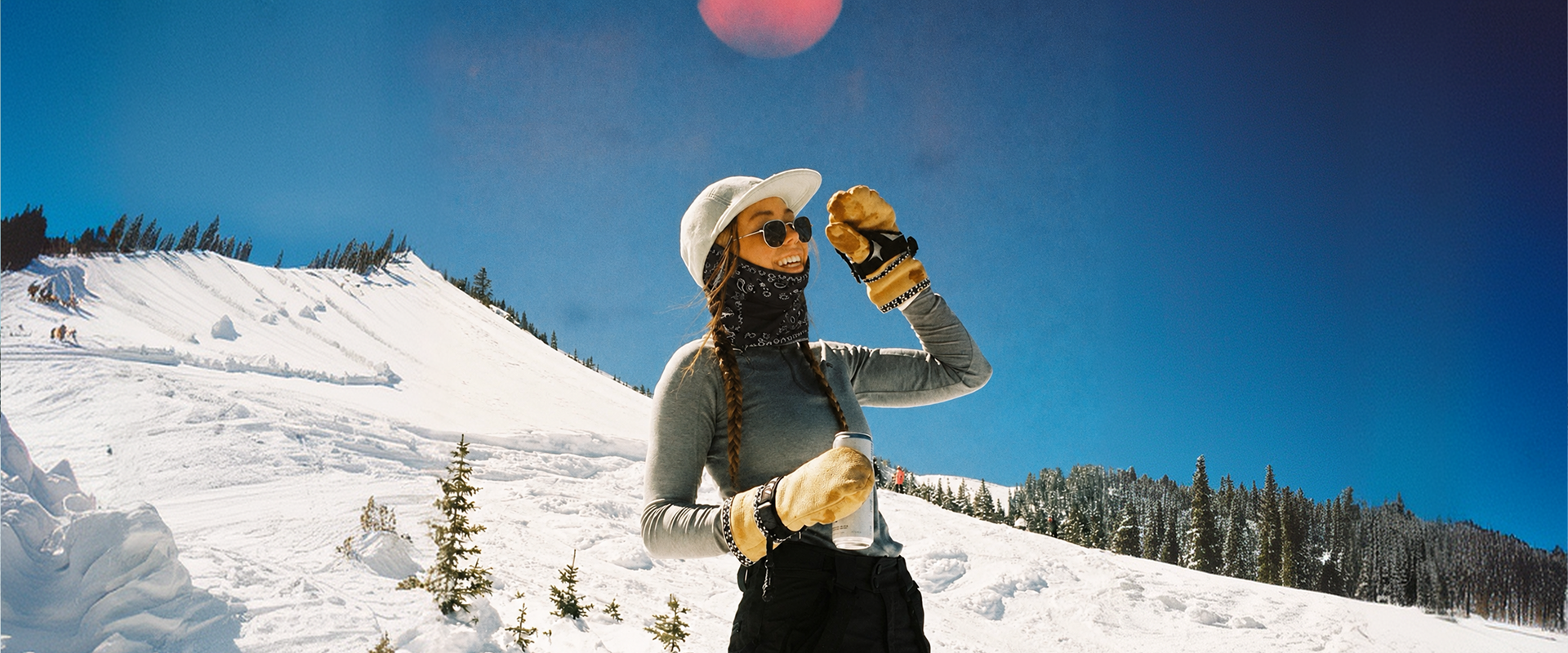 An American skier at a European ski resort