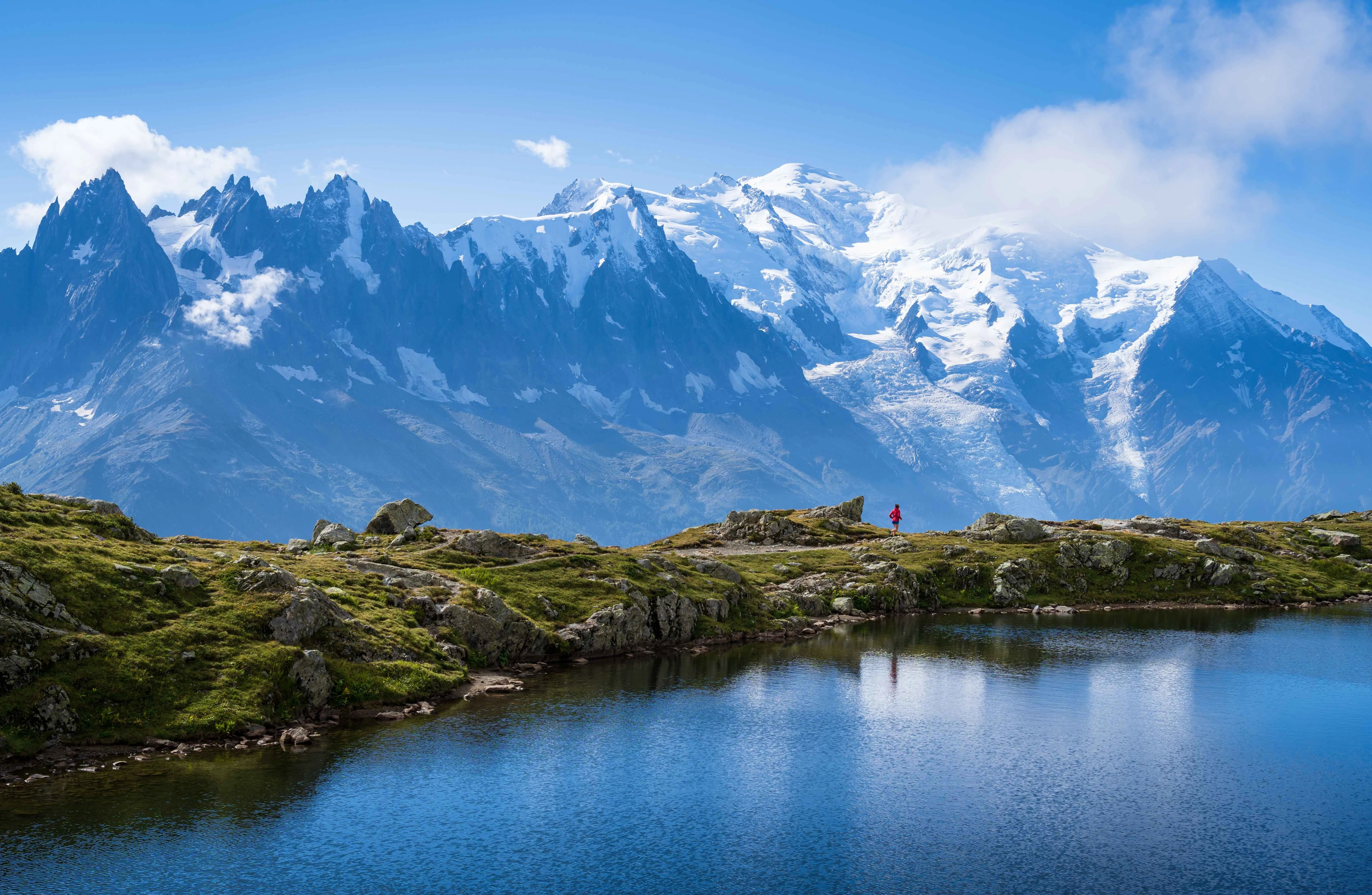 Chamonix lake and mountains view