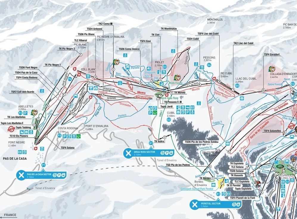 Pas de la Casa ski map