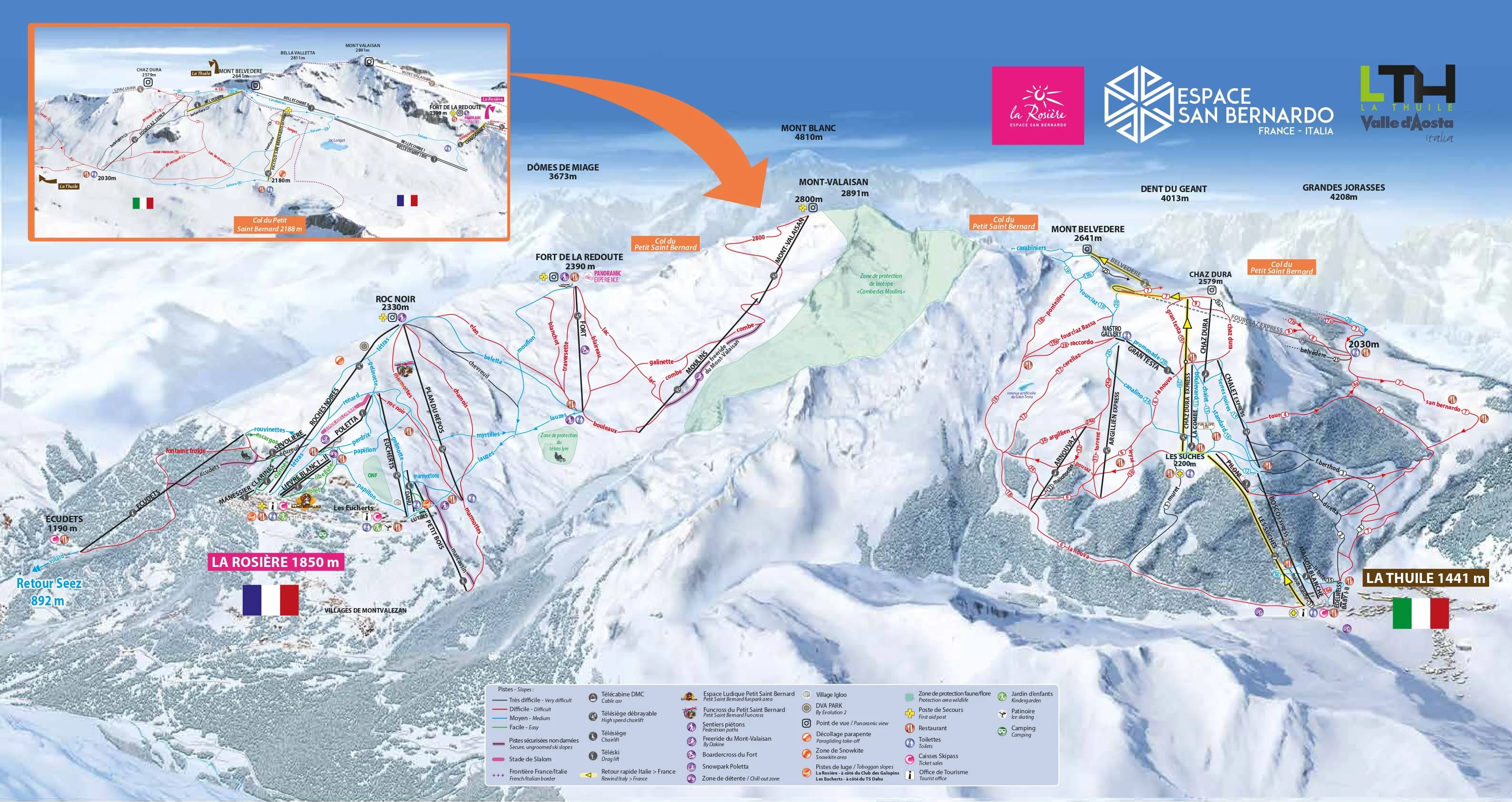 Espace San Bernardo piste map