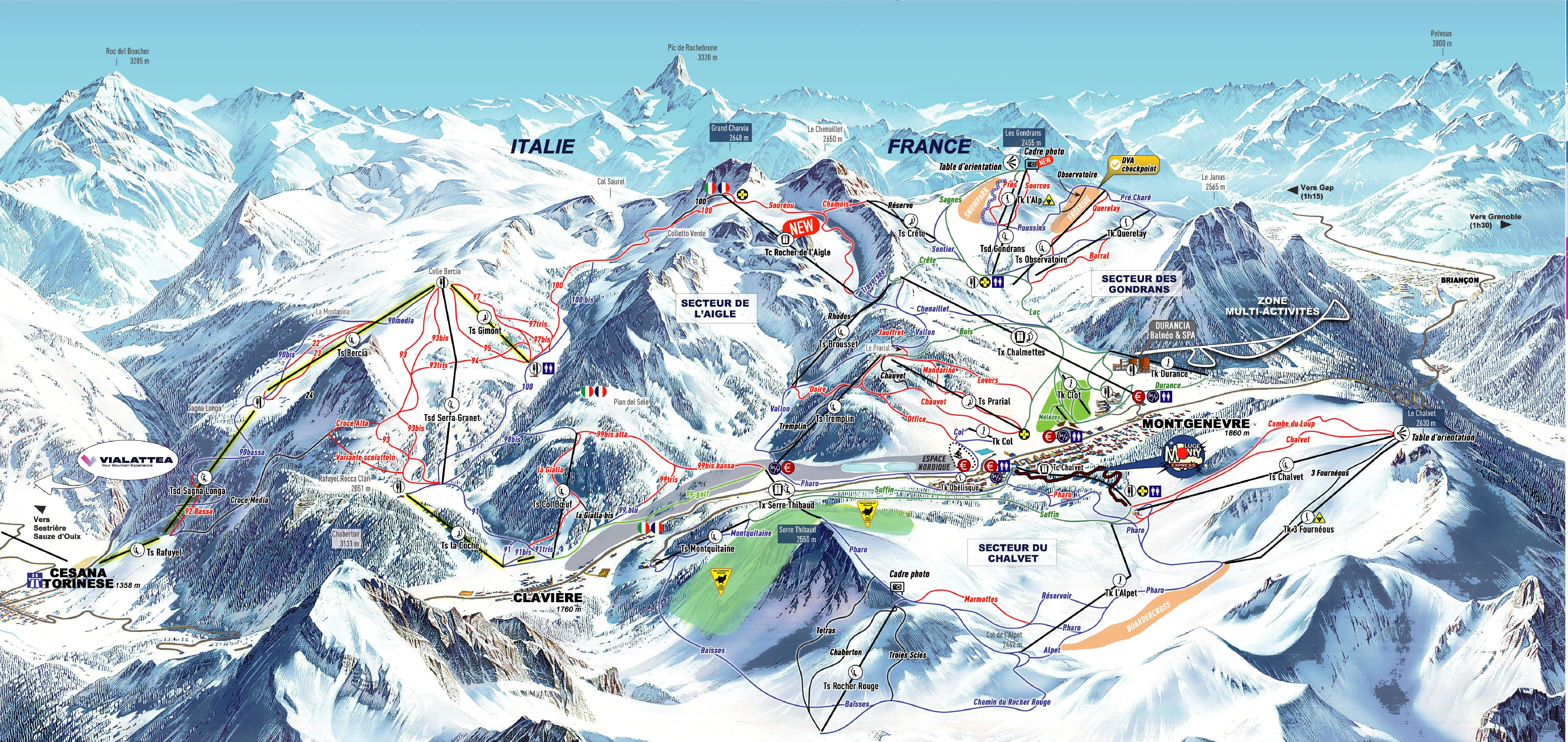 Montgenèvre ski resort piste map