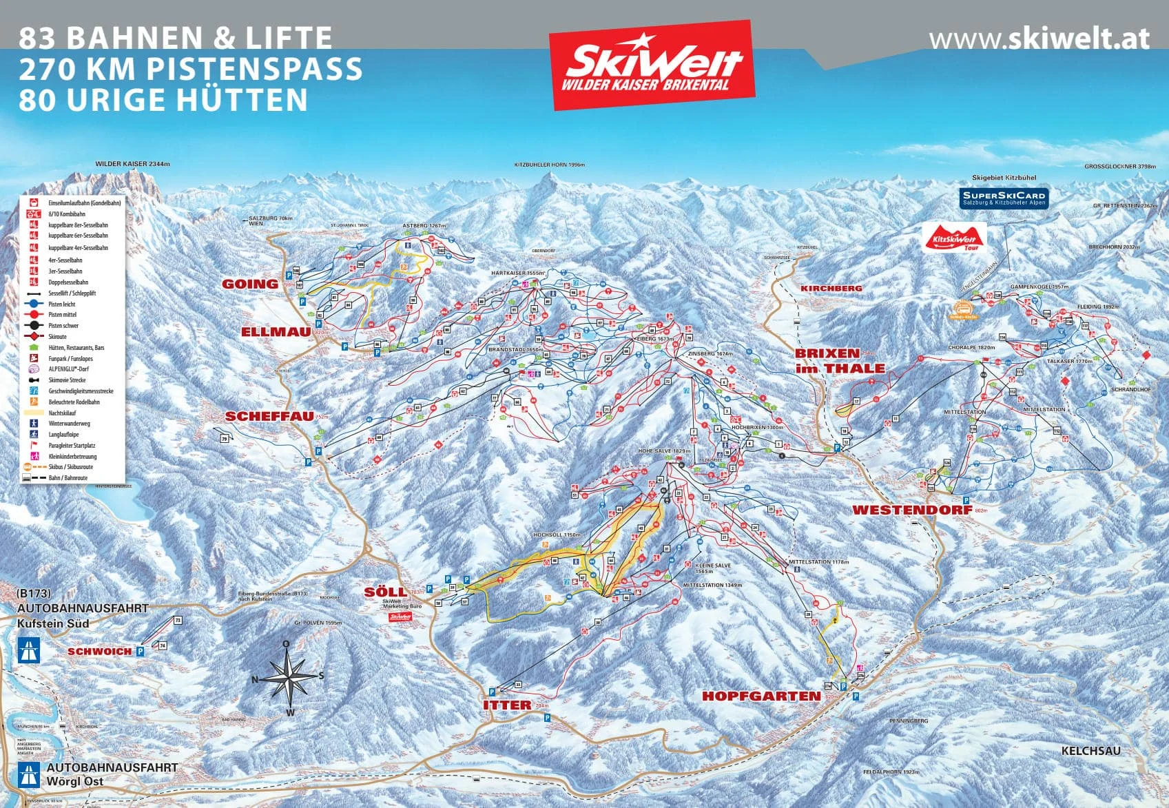 SkiWelt/Westendorf piste map