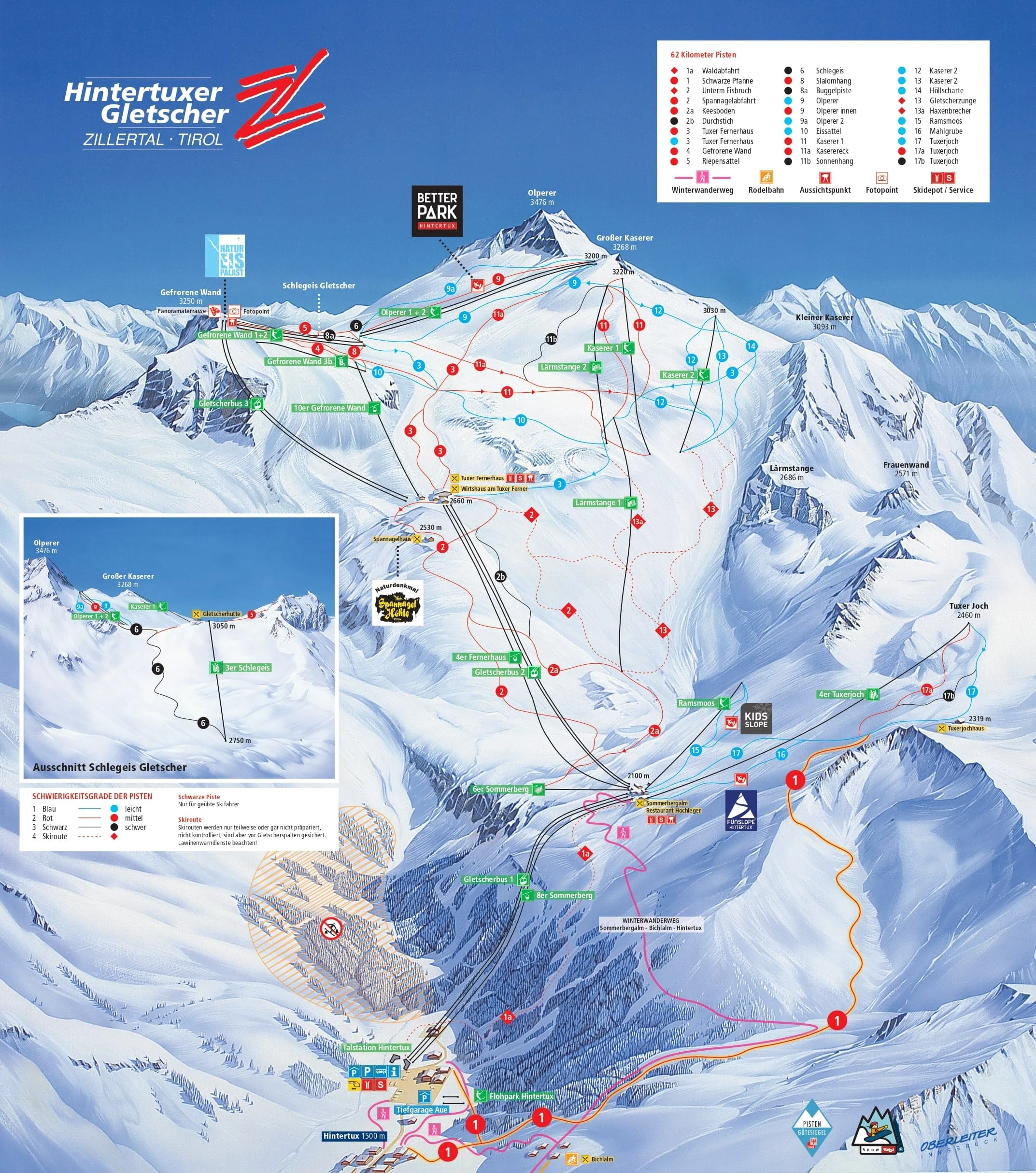 Hintertux glacier piste map