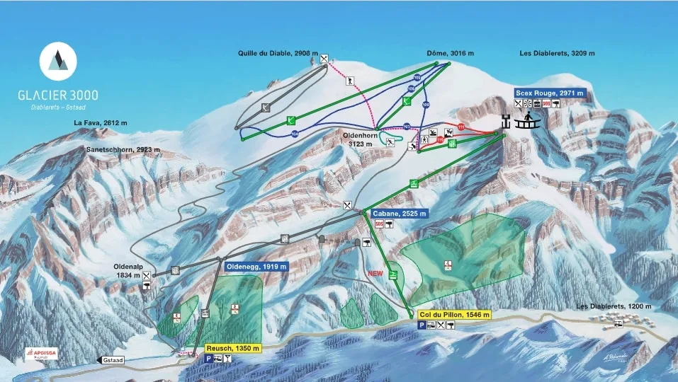 Glacier 3000 piste map