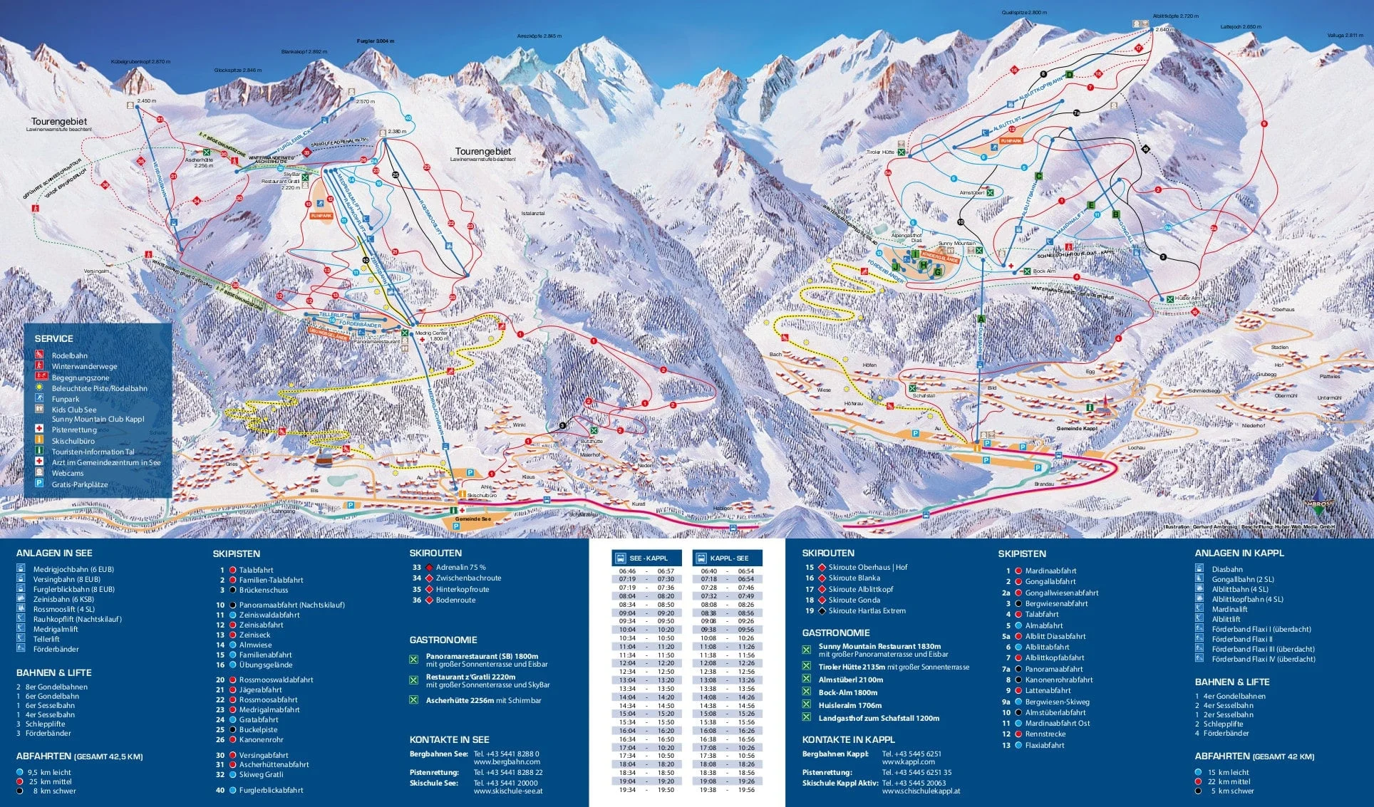 Kappl and See ski resorts piste map