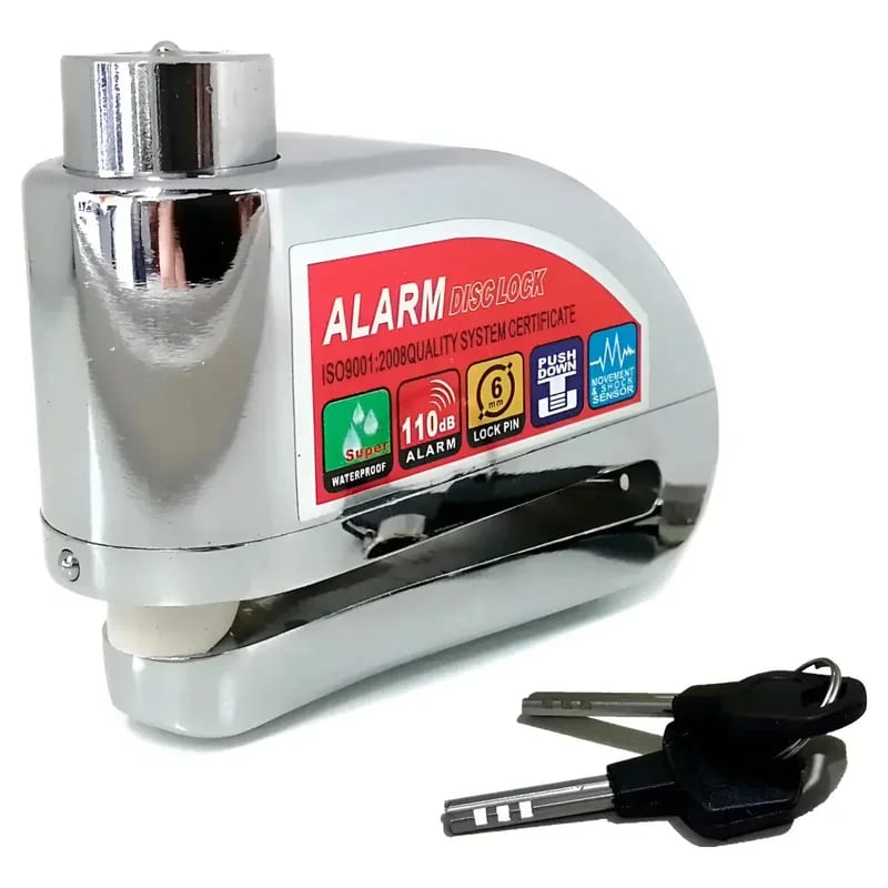 Candado con Alarma para Disco Moto y Bicicleta Llave Plana
