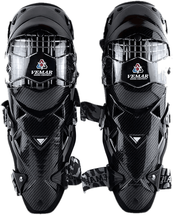 Rodilleras Canilleras Vemar Articuladas para Motociclistas Sujeción con Broche y Correas Ajustables