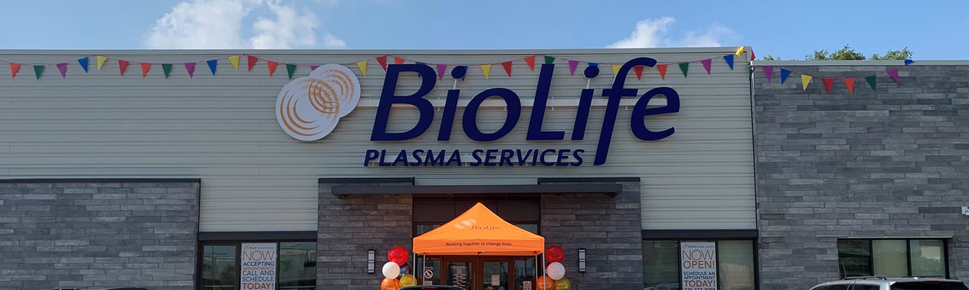 Decorated and newly opened BioLife Plasma Services plasma donation