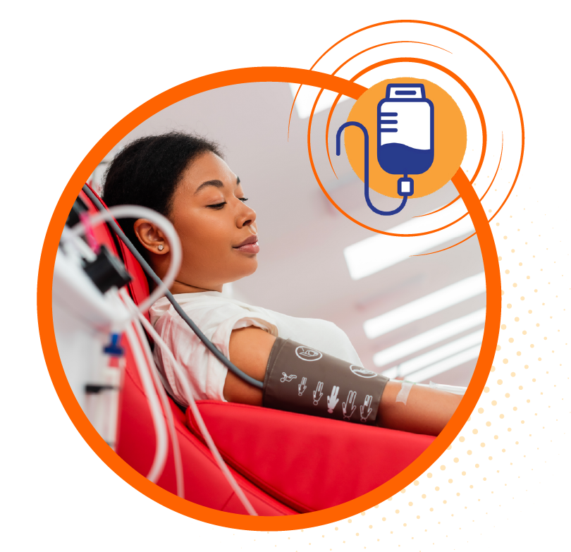 Plasma donor during a plasma donation appointment