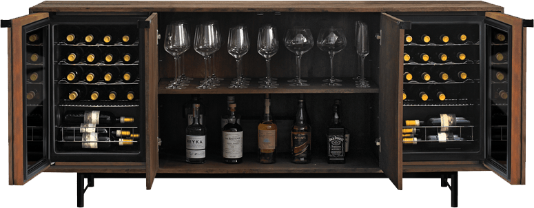 Loire American Oak Wine Credenza with Integrated Wine Coolers
